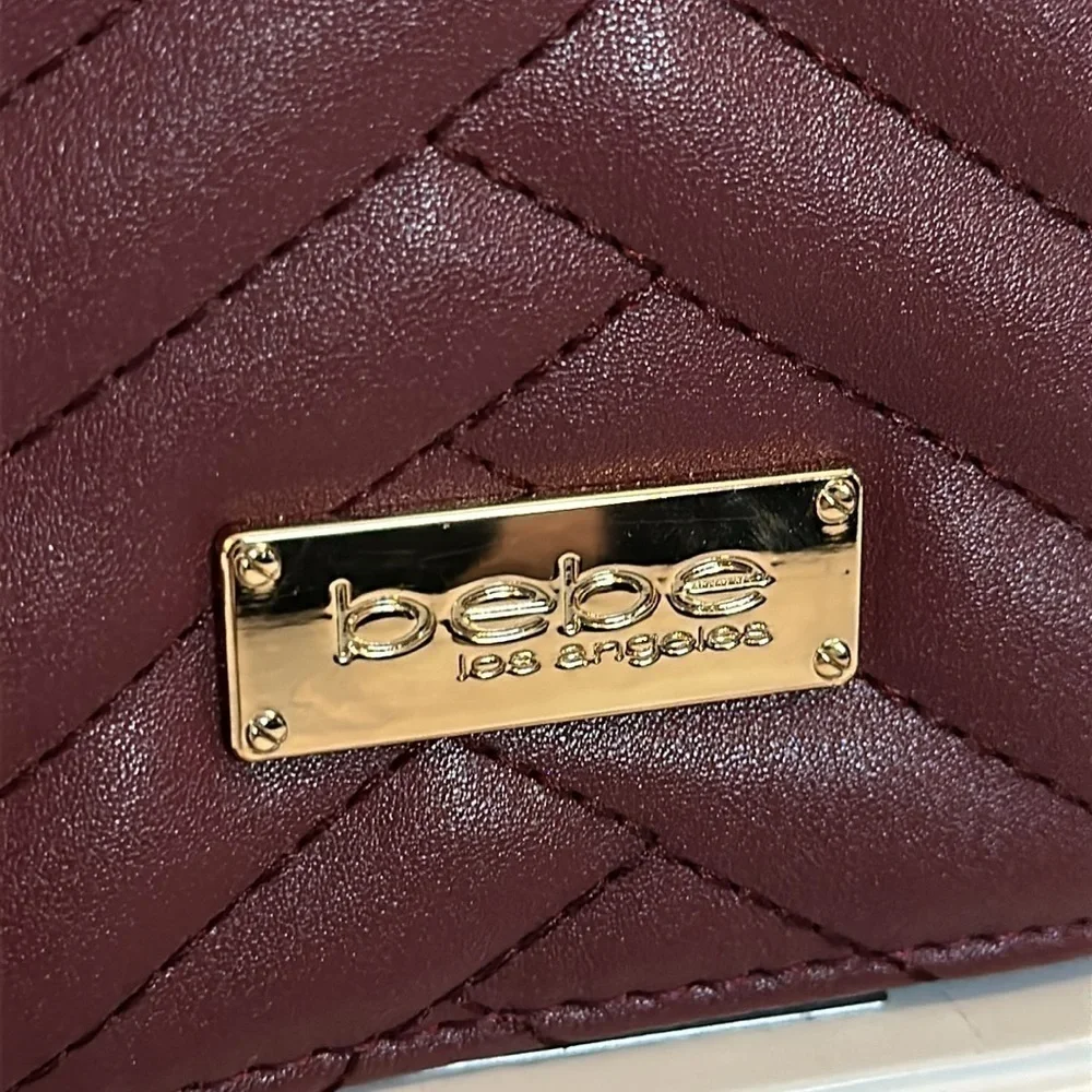 BEBE Sophia crossbody purse burgundy quilted gold hardware BNWOT